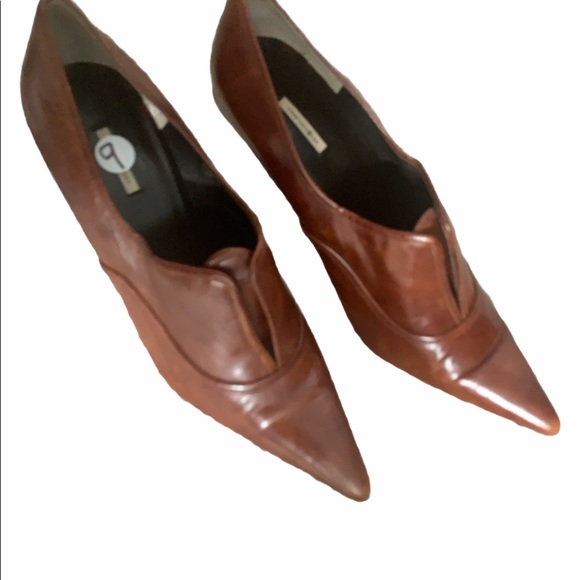 Max Studio Quasi Vintage Brown Leather Heels 9M - Picture 10 of 13